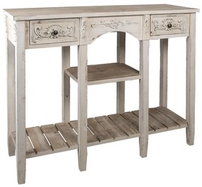 Biely vintage drevený stolík Benedicto - 125 * 40 * 97 cm