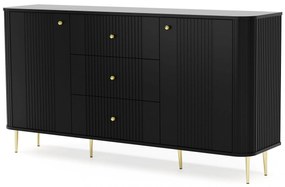 Komoda so zásuvkami Vesper 160 cm - čierna / zlaté nohy