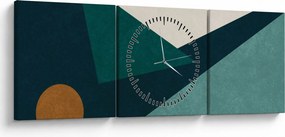 Obraz - Kubistická abstrakcia (s hodinami) (90x30 cm)