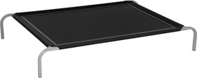 PawHut Zdvihnutá Posteľ pre Psov a Mačky, Priedušná Posteľ 130x90x20 cm na Spanie a Relaxáciu so Železným Rámom - Čierna | Aosom