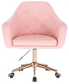LuxuryForm DESIGN Kreslo ANDORA na zlaté podstave s kolieskami - ružové