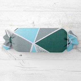 Biante Vankúš valec bonbon Sandra SA-334 Modro-zelené trojuholníky 15x80 cm
