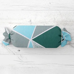 Biante Vankúš valec bonbon Sandra SA-334 Modro-zelené trojuholníky 15x80 cm