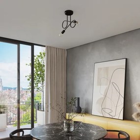 Sollux SL.1472 - Prisadený luster LOOP 2xE27/15W/230V čierna