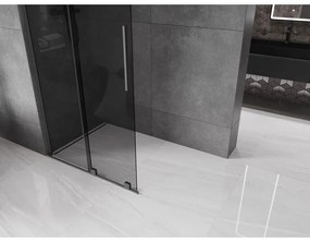 Mexen Velar L, posuvná sprchová zástena Walk-in 110 x 200 cm, 8mm šedé sklo, brúsený grafit, 871-110-003-43-95