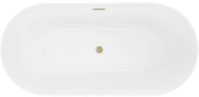 Mexen Luna, Slim voľne stojaca vaňa 170 x 75 cm, biela, zlatý matný prepad, 52041707500-55