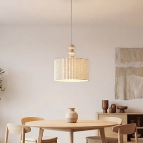 Japandi závesná lampa béžová s ľanovým tienidlom 50cm - Fedde