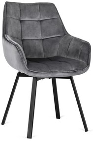 Otočná jedálenská stolička LUNA sivá zamatová