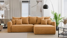 Rohová sedačka Baria (P) (horčicová). Akcia -20%. Vlastná spoľahlivá doprava až k Vám domov. 1133080