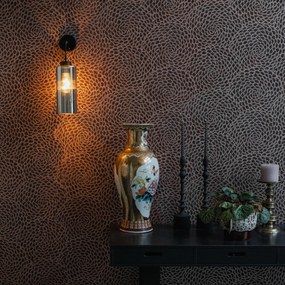 Art Deco nástenná lampa čierna s dymovým sklom - Laura