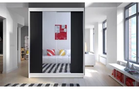 Skriňa s posuvnými dverami Belgia II, Farby: kašmír /kašmír + zrkadlo, Osvetlenie: osvetlenie LED RGB - farebné