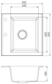 ALVEUS 1149113 - Kuchynský drez GEM 50x50 cm granit/čierna
