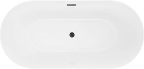 Mexen Luna, Slim voľne stojaca vaňa 170 x 75 cm, biela, čierny prepad, 52041707500-70