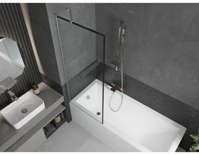 Mexen Next, 1-krídlová vaňová zástena 70 x 150 cm, 6mm číre sklo - čierny vzor, oceľová, 895-070-000-00-70-97