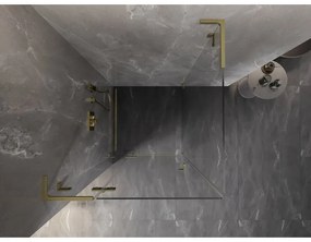 Mexen Lunar, L sklápací sprchový kút ľavý 70 x 70 cm, 8mm číre sklo, zlatý kartáčovaný - 834L-070-070-55-00-L