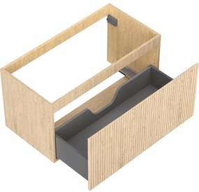 Mexen Rivel, kúpeľňová skrinka 90 cm, 1 zásuvka, drážkovaná, dub, 91A20-09047-1-BF81