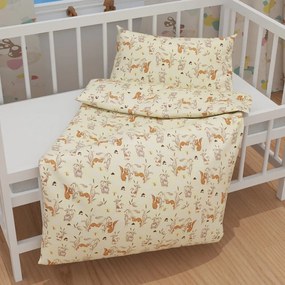 Biante Detské bavlnené posteľné obliečky do postieľky Sandra SA-700 Veveričky a ježkovia na svetlo vanilkovom Do postieľky 90x140 a 50x70 cm
