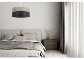 Závesné svietidlo Wood, 1x svetlobéžová dubová dýha/čierne PVC tienidlo, (fi 44cm)