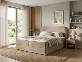 Čalúnená posteľ boxspring FORENA 140x200 cm béžová Matrac: Bonell pružinová matrac