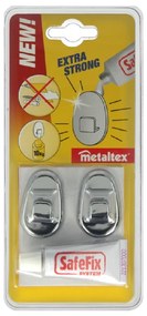 Set 2 ks háčikov a lepidla Metaltex Silver