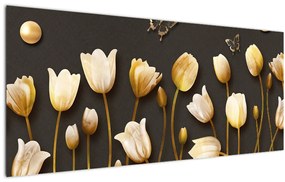 Obraz - Tulipány - abstraktné (120x50 cm)