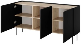 Komoda Desin 170 cm - čierny mat / dub nagano