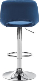 Barová stolička Camden - zamat, chróm rám - Modrá