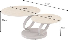 Dizajnový konferenčný stolík Danyale 80-134 cm travertín / šampanský