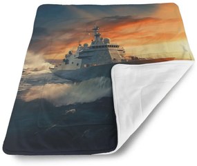 Sablio Deka pre bábätko Vojnová loď v rozbúrených vodách - 90x120 cm