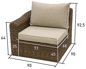 DEOKORK Ratanové PRAVÉ ukončenie BORNEO LUXURY (hnedá)
