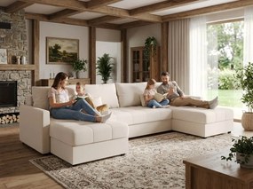 AKCIA Rozkladacia sedacia súprava do U VENORIA 285x146 cm, krémová + 2 vankúšiky ZDARMA II. akosť