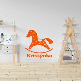 Veselá Stena Samolepka Hojdací koník s menom Farba: oranžová, Veľkosť: 100 x 100 cm