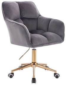 LuxuryForm DESIGN Kreslo AMALFI VELUR na zlatej podstave s kolieskami - tmavo šedé