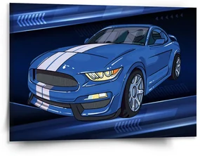 Sablio Obraz Mustang Modré pozadie s pruhmi - 150x110 cm