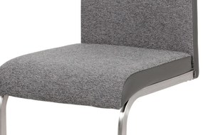 Autronic -  Jedálenská stolička HC-921 GREY2, látka sivá + koženka sivá / brúsený nerez