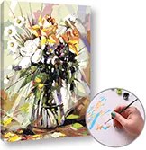 Maľovanie podľa čísel LÚČNE KVETY VO VÁZE  – stredná náročnosť