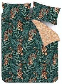 Zelené/hnedé obliečky na jednolôžko 135x200 cm Tropic Tiger Leaf – Catherine Lansfield