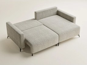 Béžová ženilková rozkladacia/s úložným priestorom rohová pohovka (pravý roh/s leňoškou) Leon – Maison de Rêve