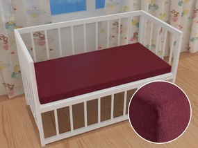 Detské froté napínacie prestieradlo do postieľky FR-011 Bordó 60 x 120 x 10 cm - do postieľky