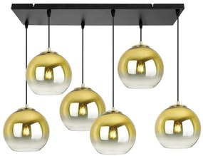 Závesné svietidlo Bergen Gold, 6x zlaté/transparentné sklenené tienidlo (fi 20cm)