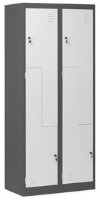 Kovová skriňa typu "L" JULIA, 800 x 1850 x 450 mm, antracitovo-biela
