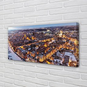 Obraz na plátne Gdańsk Winter panorama rieka 125x50 cm