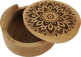 AMADEA Drevená krabička guľatá mandala, masívne drevo, 8 cm, český výrobok