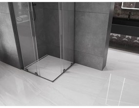 Mexen Velar L Duo, sprchový kút s posuvnými dverami 80 x 80 cm, 8mm číre sklo, brúsený grafit, 871-080-080-02-03-95