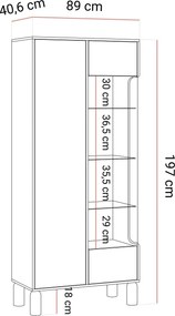 Dizajnová vitrína CAJA dub bookmatch 90 cm