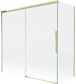 Mexen Rox, 2-krídlová posuvná vaňová zástena 160 + 80 x 150 cm, 8mm číre sklo, zlatý lesklý profil, 8C9-160-080-50-00