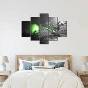 Obraz zelených abstraktných gulí (150x105 cm)