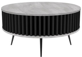 Okrúhly konferenčný stolík ELIOT šedá rustikálna + čierne lamely
