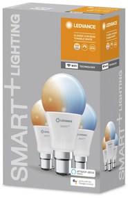 LEDVANCE Sada 3x inteligentná LED žiarovka SMART+ WIFI, B22d, A60, 9W, 806lm, 2700-6500K, teplá-studená biela