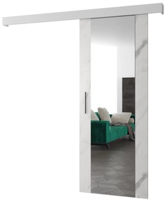 Posuvné dvere 90 cm Sharlene II (mramor biely + biela matná + strieborná) (so zrkadlom). Akcia -6%. Vlastná spoľahlivá doprava až k Vám domov. 1043649
